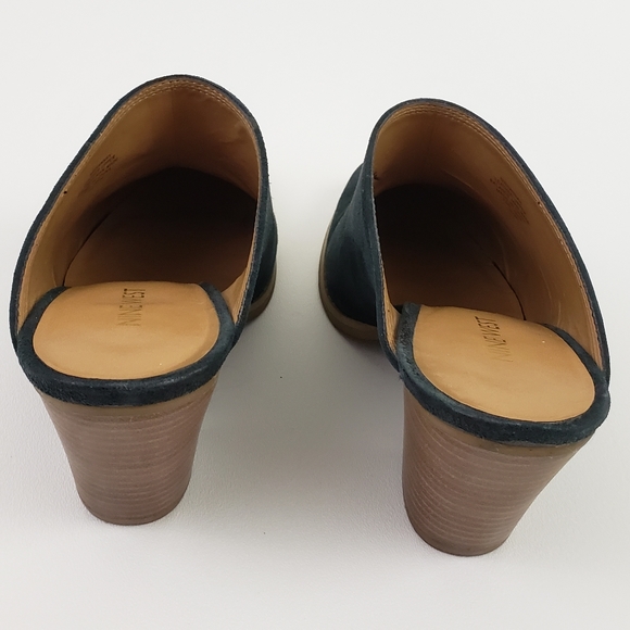 Nine West Hannah Mules Clogs 9.5 Black Leather Block Heel Black Tan Chunky Heel - Picture 5 of 8